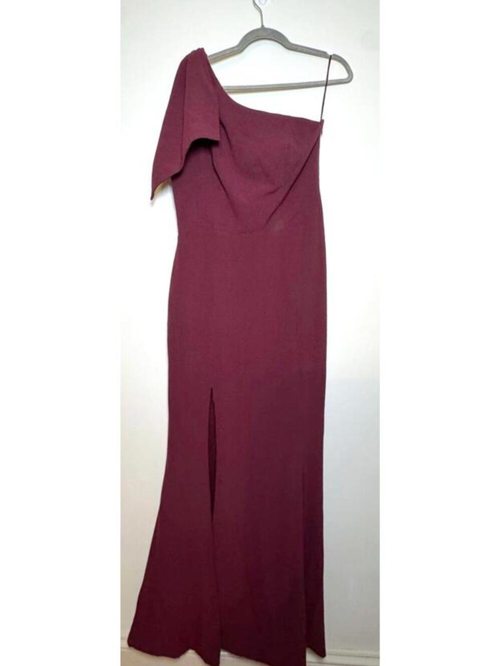 Dress The Population - Georgina One-Shoulder Gown Dark Magenta – Large - Picture 3 of 9